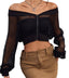 THIGHBRUSH® - Fishnet Cropped Zipper Jacket - Black