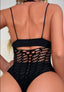 THIGHBRUSH® - Fishnet Halter Top Bodysuit - Black