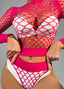 THIGHBRUSH® - Fishnet Top and Panties Set - Pink