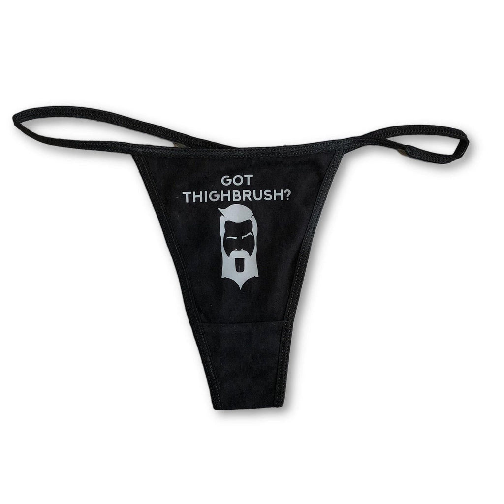 THIGHBRUSH® - GOT THIGHBRUSH? - Women's Thong Underwear - Black and Silver - THIGHBRUSH® - THIGHBRUSH® 