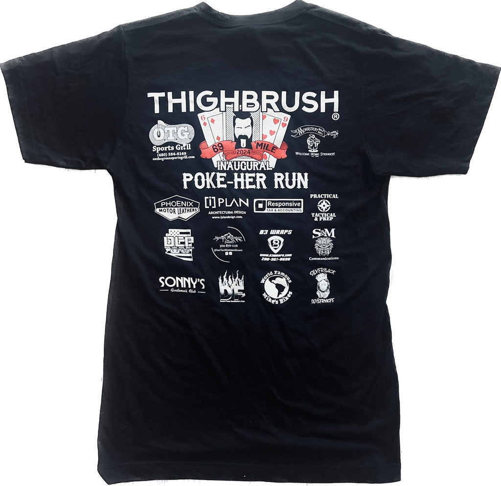 THIGHBRUSH® - INAUGURAL 69 MILE "POKE-HER" RUN - Men's T-Shirt - Black - THIGHBRUSH® - THIGHBRUSH® 