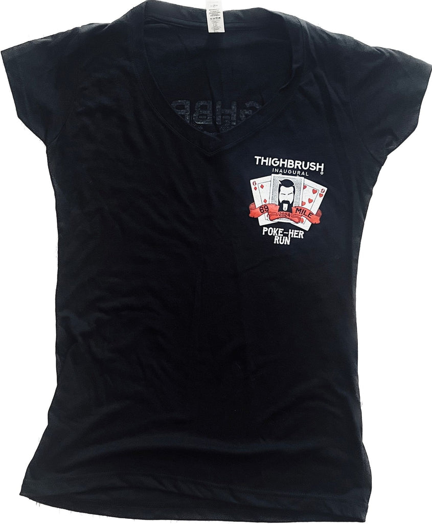 THIGHBRUSH® - INAUGURAL 69 MILE "POKE-HER" RUN - Women's T-Shirt - Black - THIGHBRUSH® - THIGHBRUSH® 