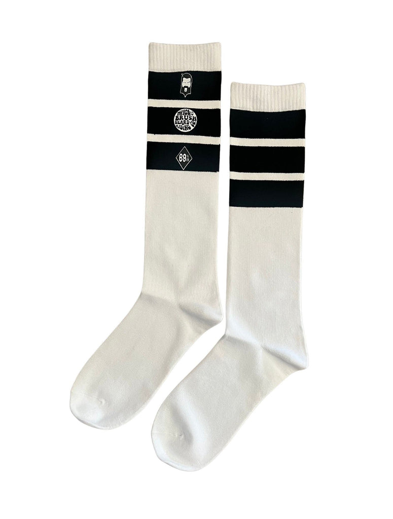THIGHBRUSH® - Knee Hi Socks  - Triple Striped Top - White - THIGHBRUSH® - THIGHBRUSH® 