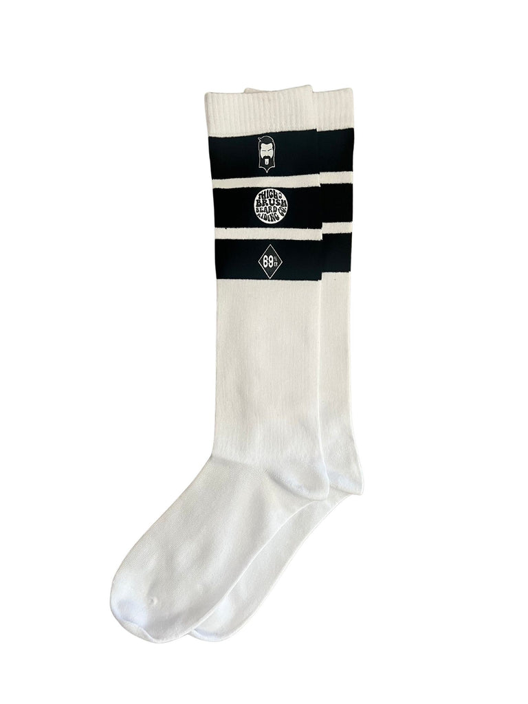THIGHBRUSH® - Knee Hi Socks  - Triple Striped Top - White - THIGHBRUSH® - THIGHBRUSH® 