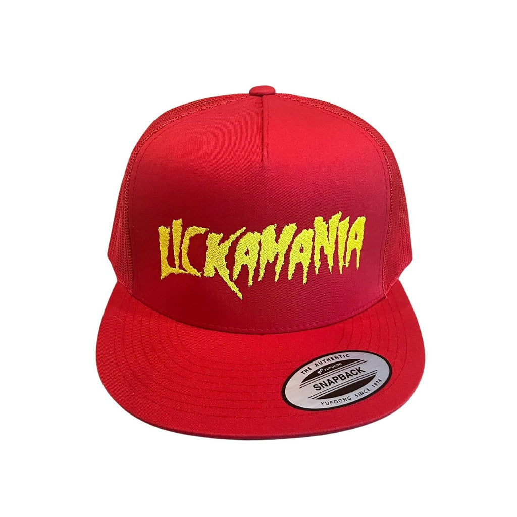 THIGHBRUSH® - LICKAMANIA - Flat Bill Trucker Snapback Hat - Red - THIGHBRUSH® - THIGHBRUSH® 