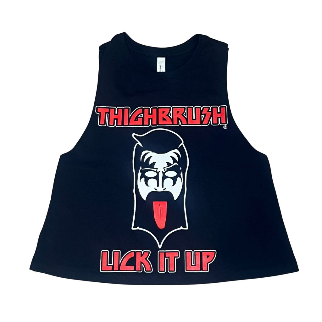 THIGHBRUSH® - LICK IT UP - Women's Sleeveless Cropped T-Shirt - Black - THIGHBRUSH® - THIGHBRUSH® 