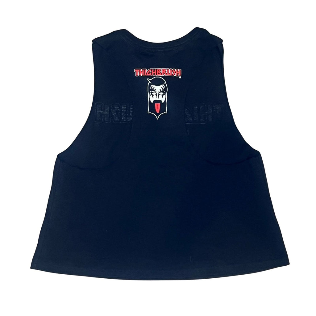 THIGHBRUSH® - LICK IT UP - Women's Sleeveless Cropped T-Shirt - Black - THIGHBRUSH® - THIGHBRUSH® 