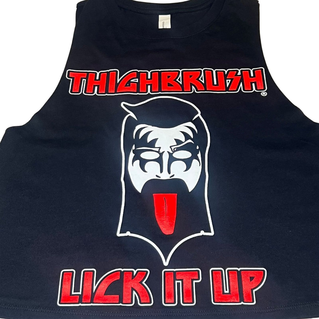 THIGHBRUSH® - LICK IT UP - Women's Sleeveless Cropped T-Shirt - Black - THIGHBRUSH® - THIGHBRUSH® 