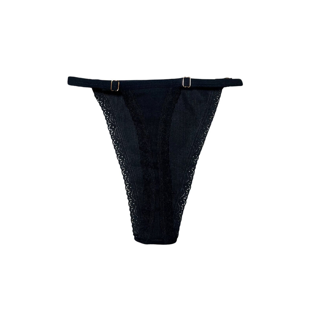 THIGHBRUSH® - LICK ME - Women's Adjustable Thong Underwear - Black - THIGHBRUSH® - THIGHBRUSH® 