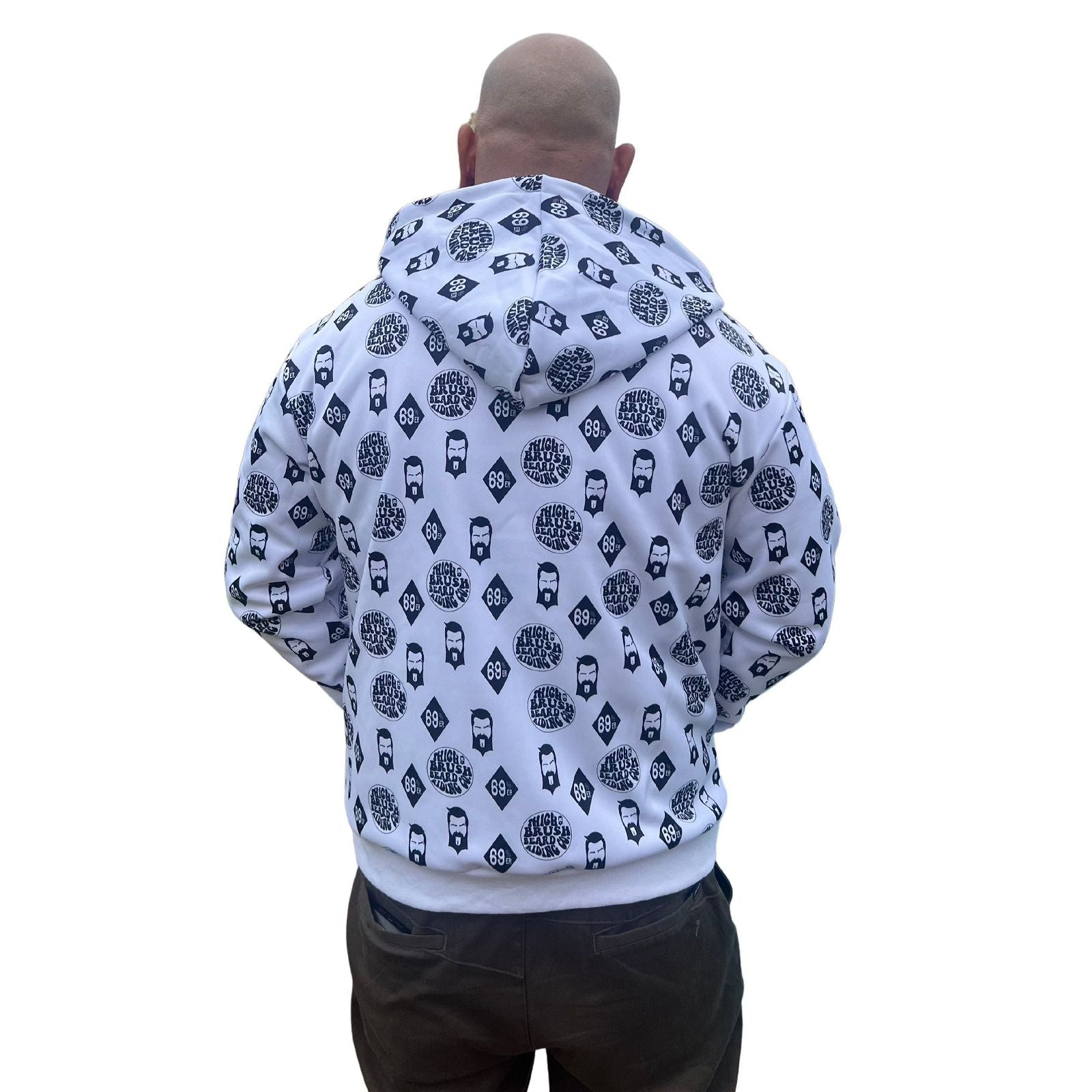 Blue hoodie white zipper store