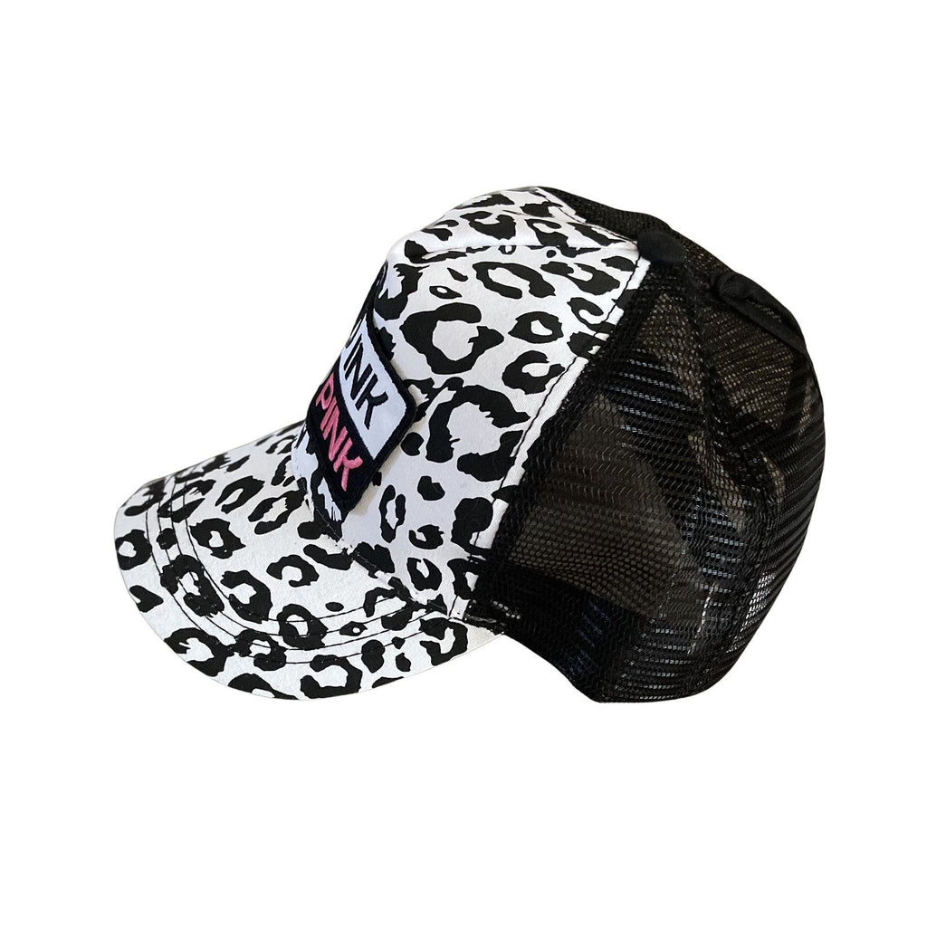 THIGHBRUSH® - NO INK NO PINK - Trucker Snapback or Ponytail Hat - White Leopard - THIGHBRUSH® - THIGHBRUSH® 