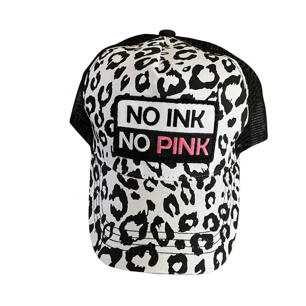 THIGHBRUSH® - NO INK NO PINK - Trucker Snapback or Ponytail Hat - White Leopard - THIGHBRUSH® - THIGHBRUSH® 