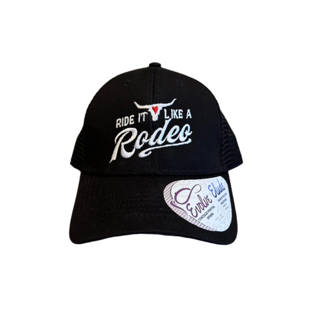 THIGHBRUSH® - RIDE IT LIKE A RODEO - Ponytail Trucker Snapback Hat - Black