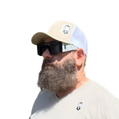 THIGHBRUSH® - Trucker Snapback Hat - Khaki and White