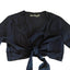 THIGHBRUSH® - Women's Flare Sleeve Tie Front Cropped Top - Black