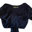 THIGHBRUSH® - Women's Flare Sleeve Tie Front Cropped Top - Black
