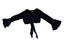 THIGHBRUSH® - Women's Flare Sleeve Tie Front Cropped Top - Black