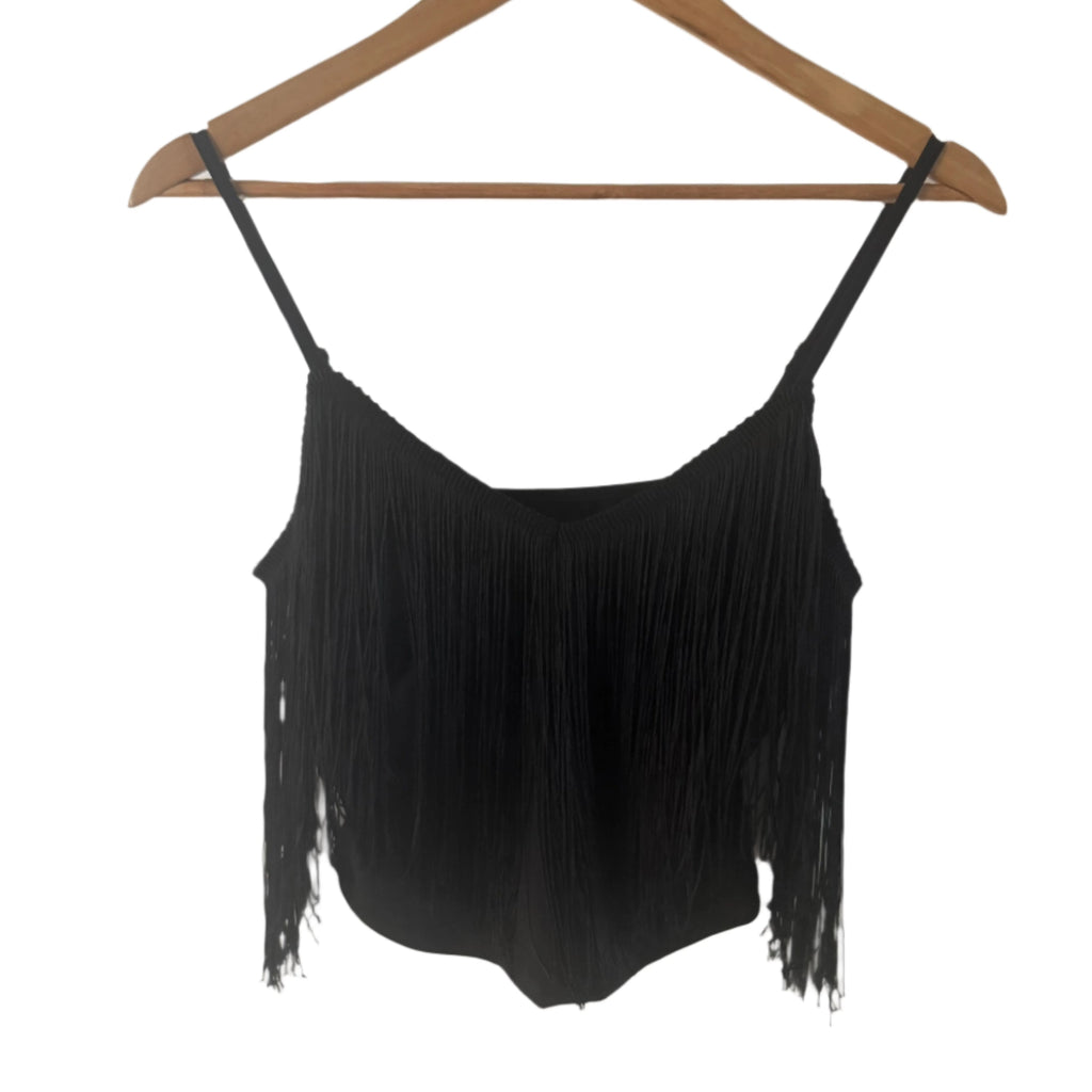 THIGHBRUSH® - Women's Fringed Cropped Top - Black