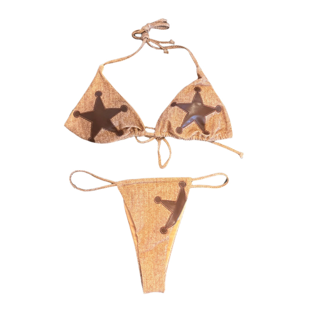 THIGHBRUSH® - Women's Star Cowgirl String Bikini - Tan