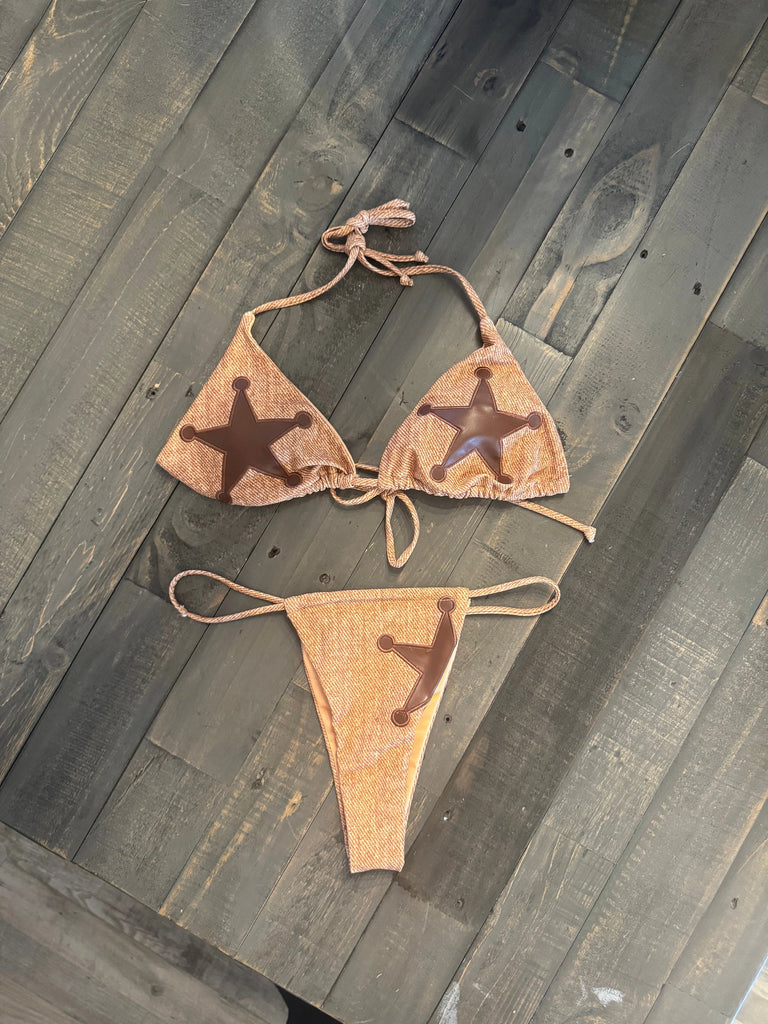 THIGHBRUSH® - Women's Star Cowgirl String Bikini - Tan