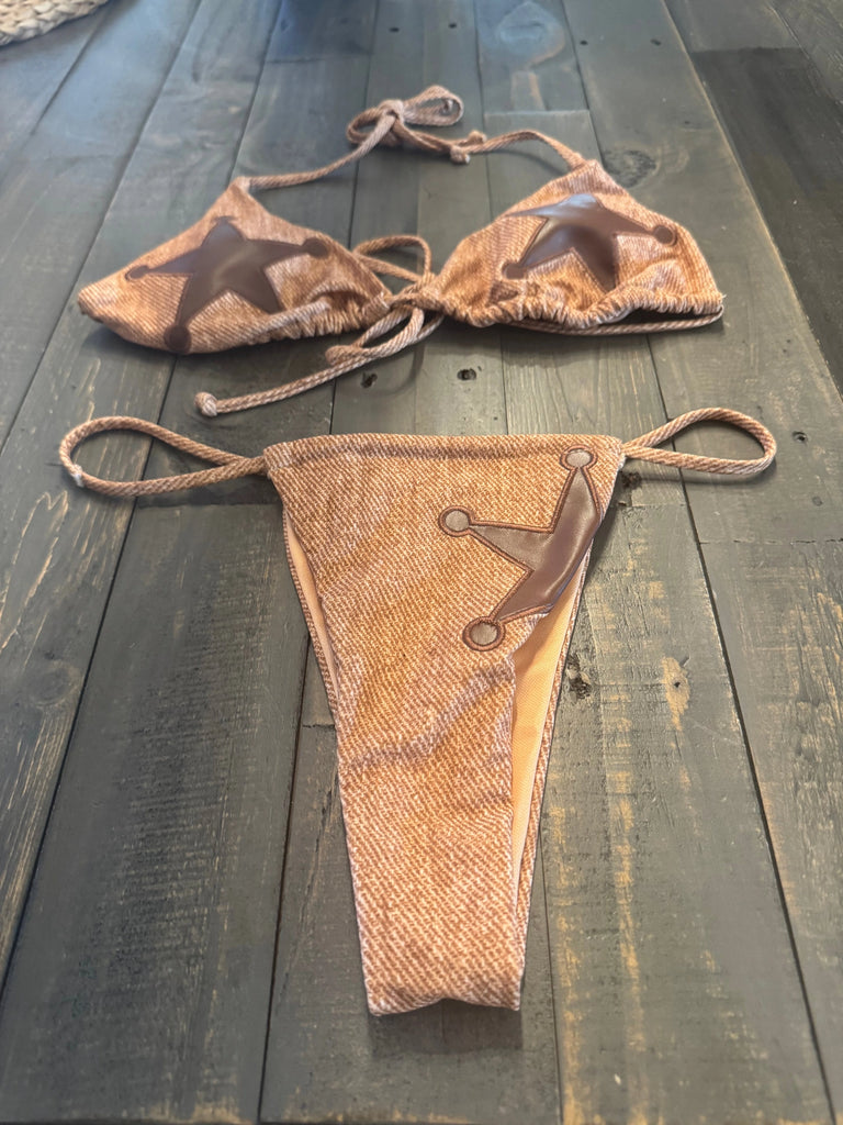 THIGHBRUSH® - Women's Star Cowgirl String Bikini - Tan