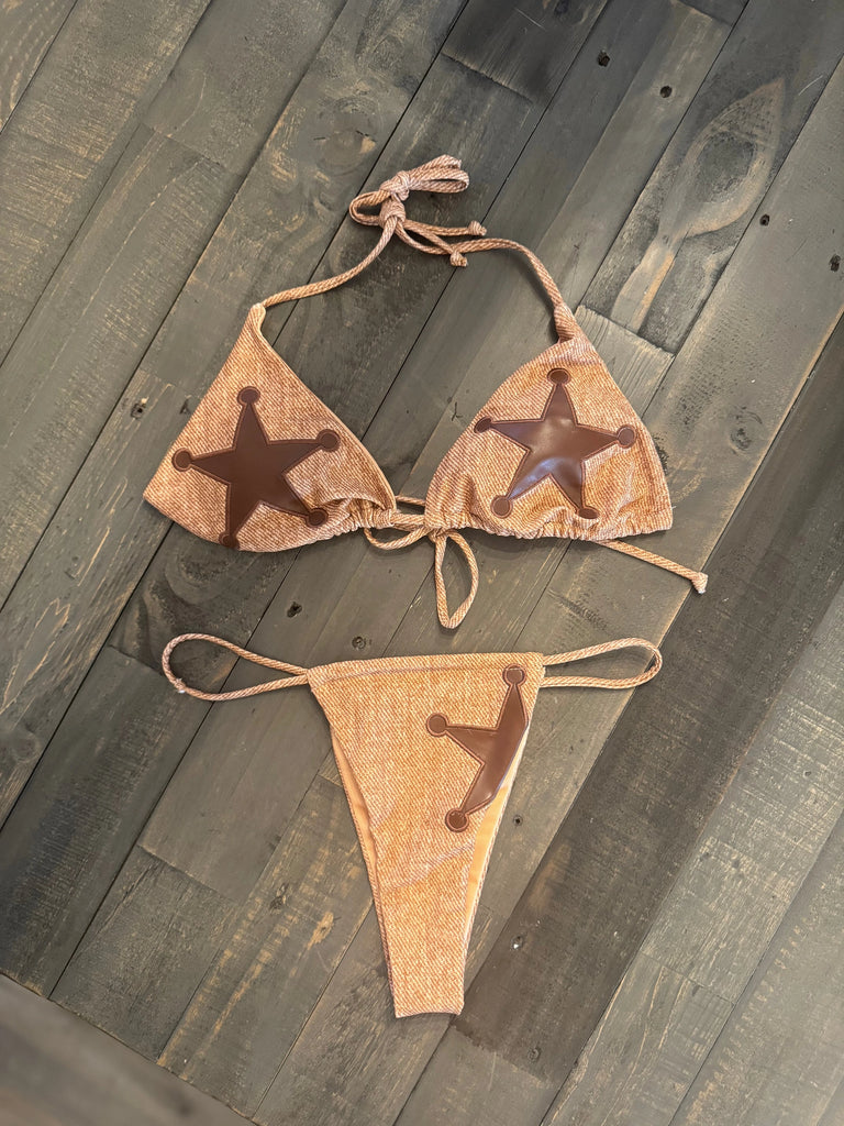 THIGHBRUSH® - Women's Star Cowgirl String Bikini - Tan