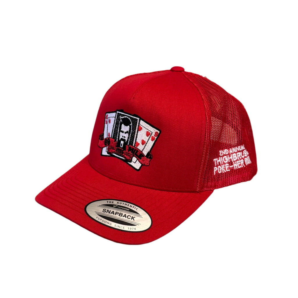 THIGHBRUSH® 69-MILE "POKE-HER RUN" - Trucker Snapback Hat - Red