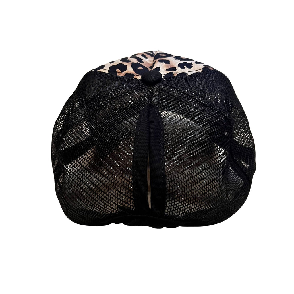 THIGHBRUSH® "69% ER DIAMOND COLLECTION" - Ponytail Trucker Snapback Hat - Leopard