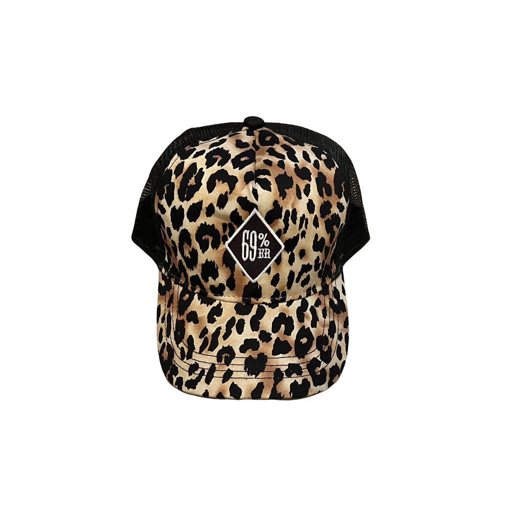 THIGHBRUSH® "69% ER DIAMOND COLLECTION" - Ponytail Trucker Snapback Hat - Leopard