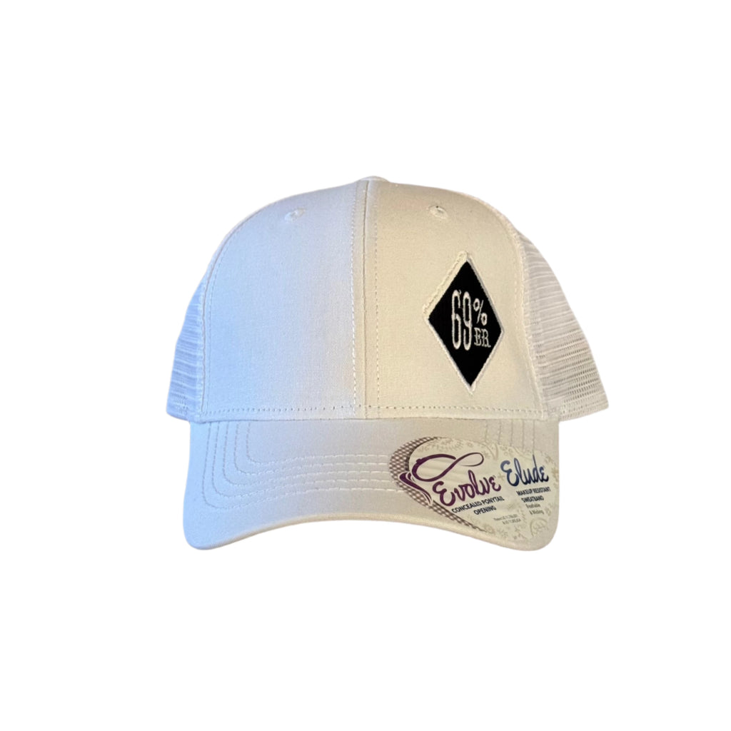 THIGHBRUSH® 69% ER DIAMOND COLLECTION - Trucker Snapback Hat - Diamond Patch on Front Side - White