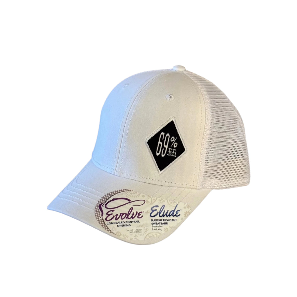 THIGHBRUSH® 69% ER DIAMOND COLLECTION - Trucker Snapback Hat - Diamond Patch on Front Side - White