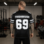 THIGHBRUSH® ATHLETICS - "THIGHBRUSH 69 - HOME" - MEN'S EMBROIDERED FOOTBALL JERSEY - BLACK