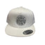THIGHBRUSH® BEARD RIDING COMPANY - Flat Bill Trucker Snapback Hat - White with Silver