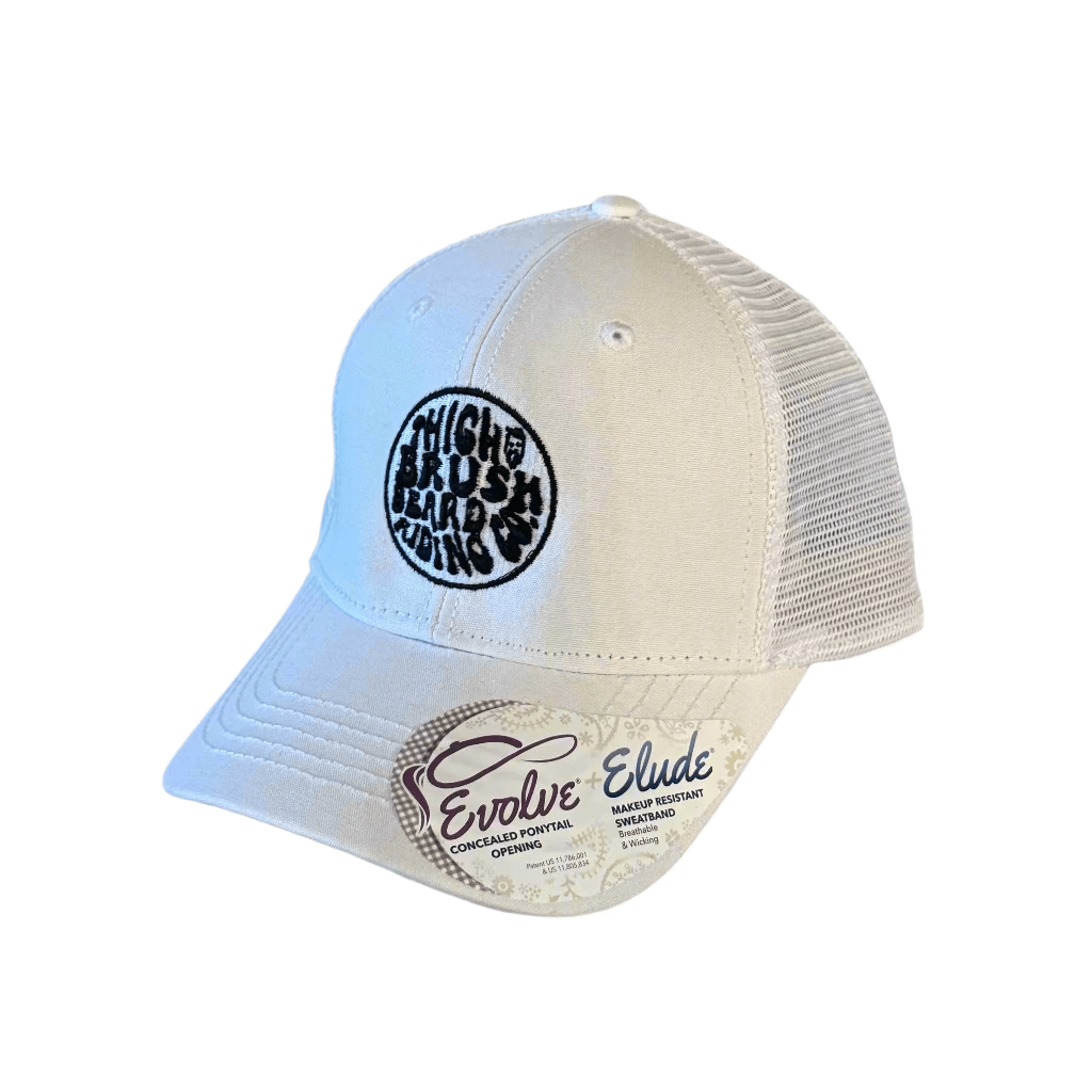 THIGHBRUSH® BEARD RIDING COMPANY - Ponytail Trucker Snapback Hat - White