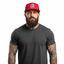THIGHBRUSH® BEARD RIDING COMPANY - Flat Bill Trucker Snapback Hat - Red and Black