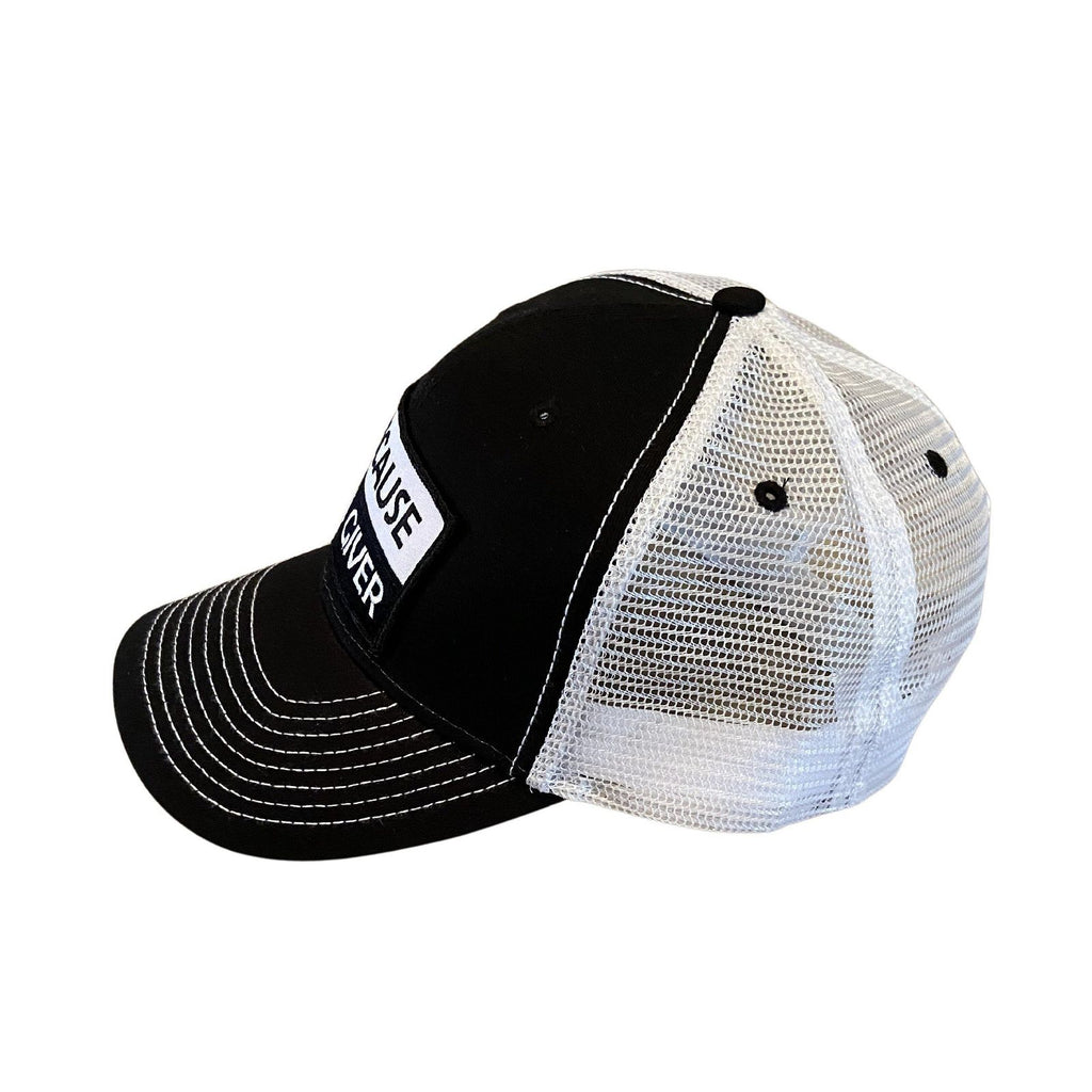 THIGHBRUSH® "BECAUSE I'M A GIVER" - Trucker Snapback Hat  - Black and White - THIGHBRUSH® - THIGHBRUSH® 