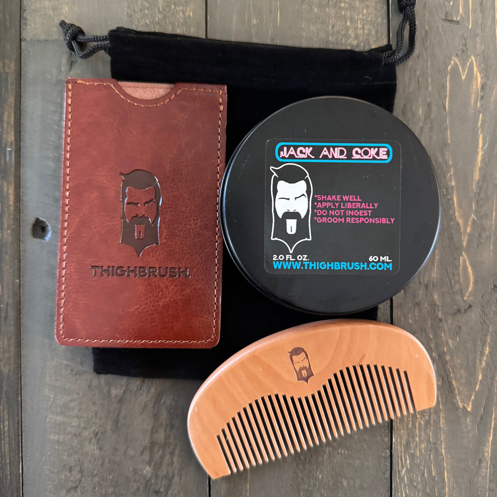 THIGHBRUSH® LIQUORS - Beard Butter - 4 Ounce Jar and Comb Set - Choose Your Scent