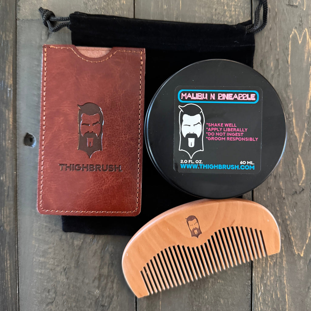 THIGHBRUSH® LIQUORS - Beard Butter - 4 Ounce Jar and Comb Set - Choose Your Scent