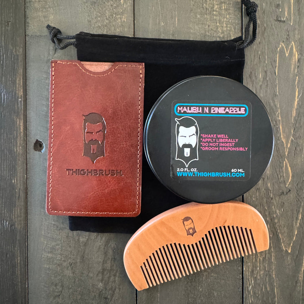 THIGHBRUSH® LIQUORS - Beard Butter - 4 Ounce Jar and Comb Set - Choose Your Scent