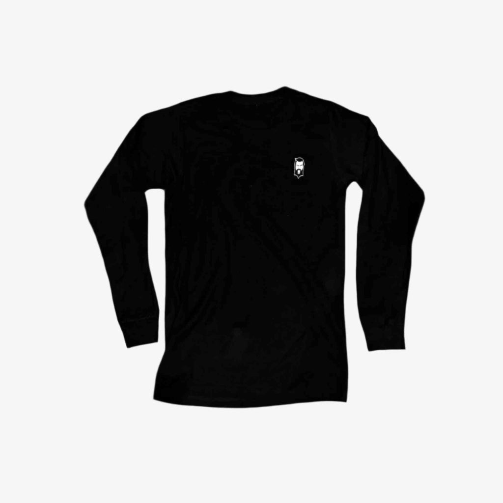 THIGHBRUSH® - Embroidered Face Logo - Unisex Long Sleeve T-Shirt - Black