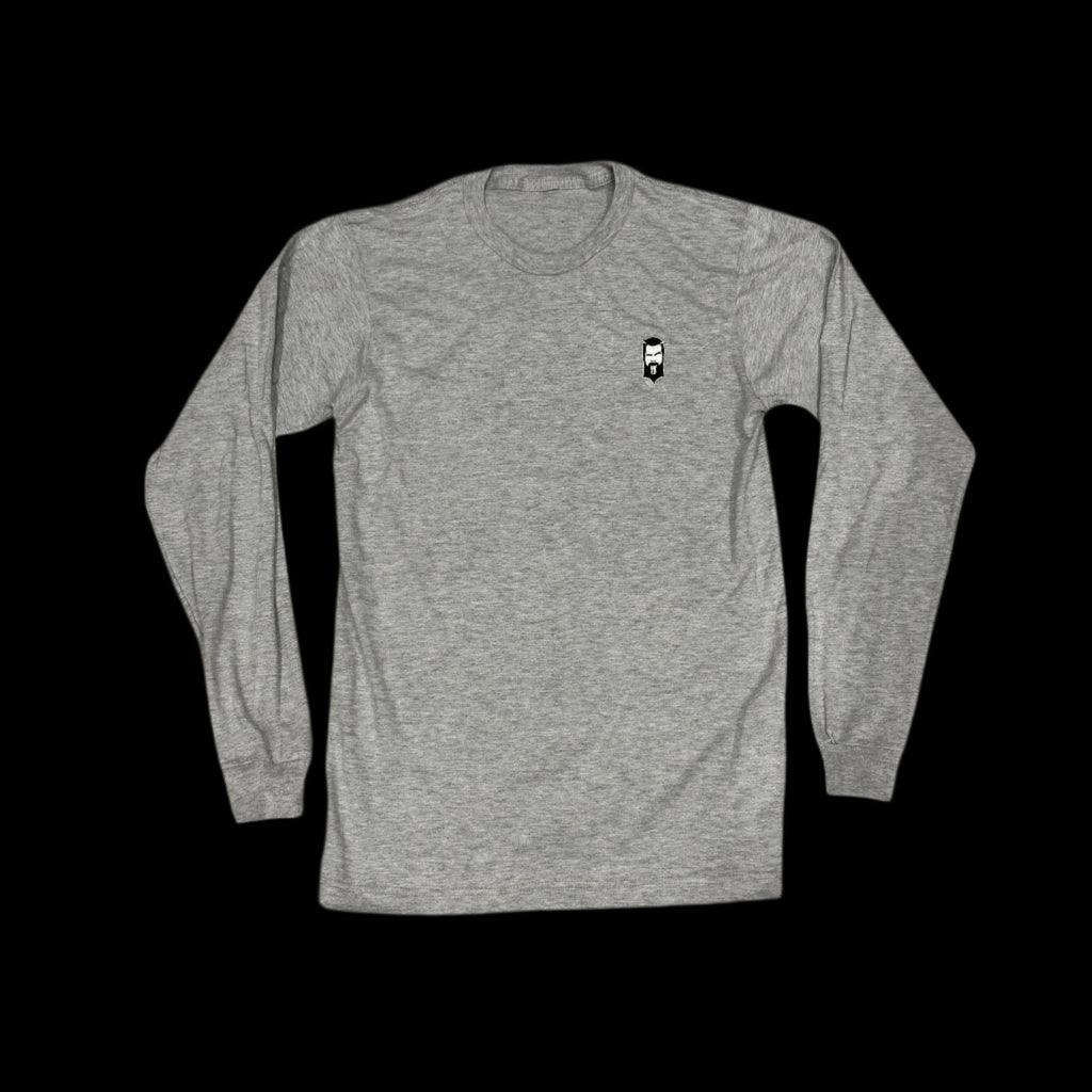 THIGHBRUSH® - Embroidered Face Logo - Unisex Long Sleeve T-Shirt - Heather Grey