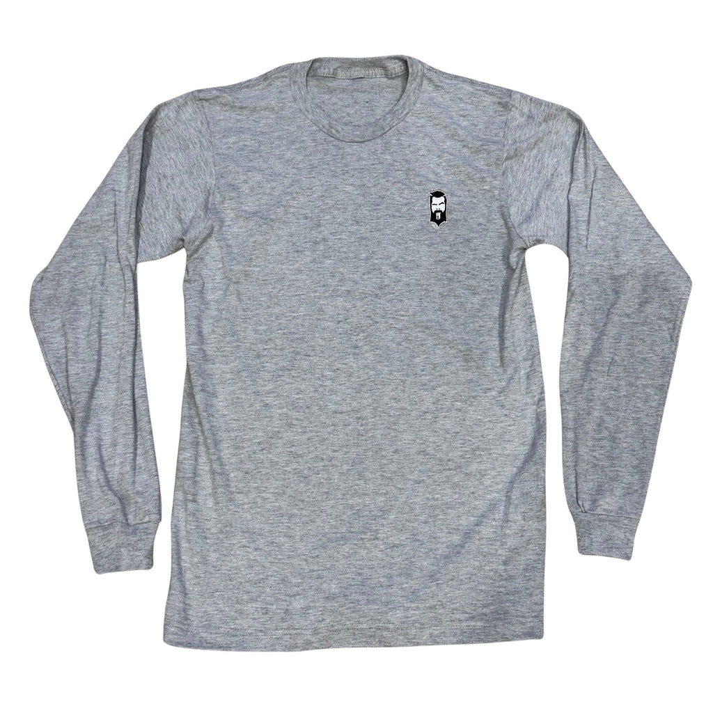 THIGHBRUSH® - Embroidered Face Logo - Unisex Long Sleeve T-Shirt - Heather Grey