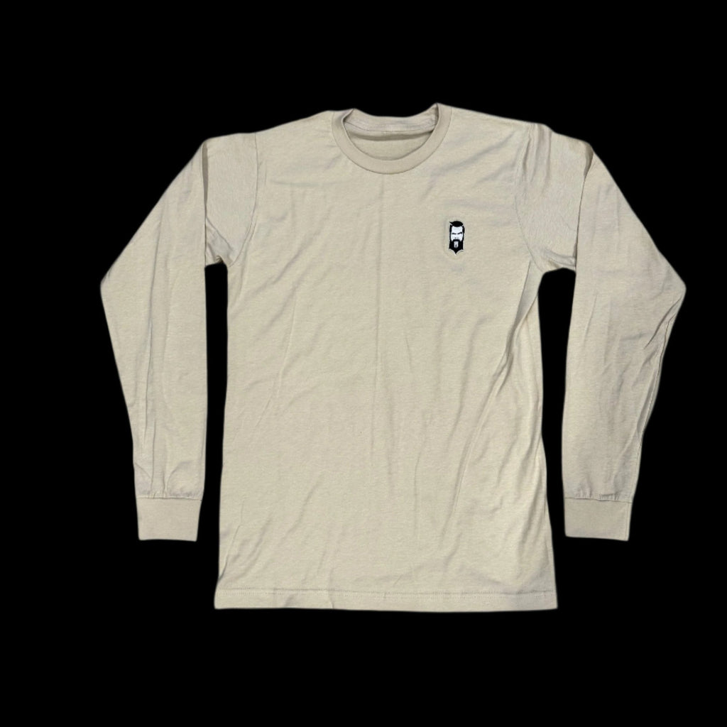 THIGHBRUSH® - Embroidered Face Logo - Unisex Long Sleeve T-Shirt - Khaki