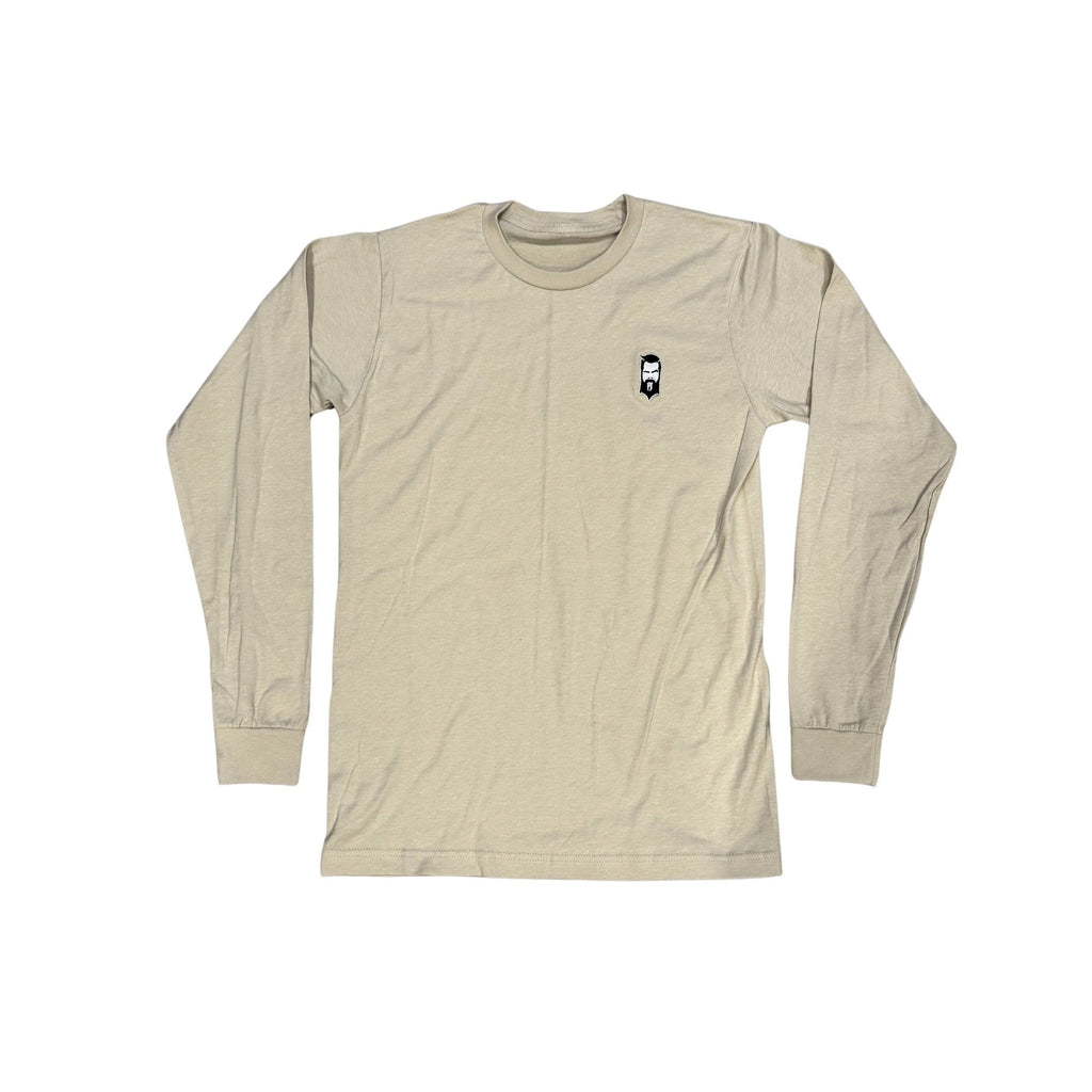 THIGHBRUSH® - Embroidered Face Logo - Unisex Long Sleeve T-Shirt - Khaki