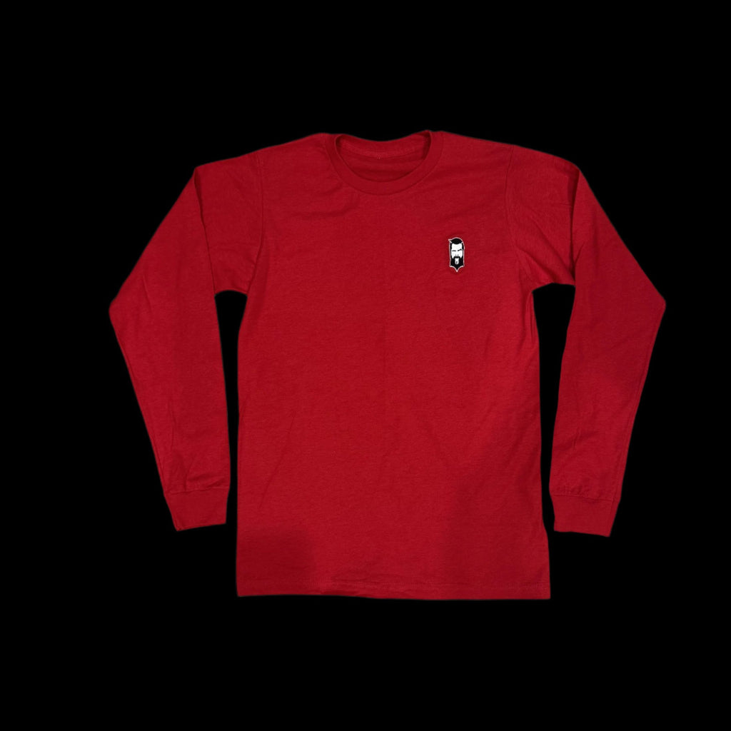 THIGHBRUSH® - Embroidered Face Logo - Unisex Long Sleeve T-Shirt - Red