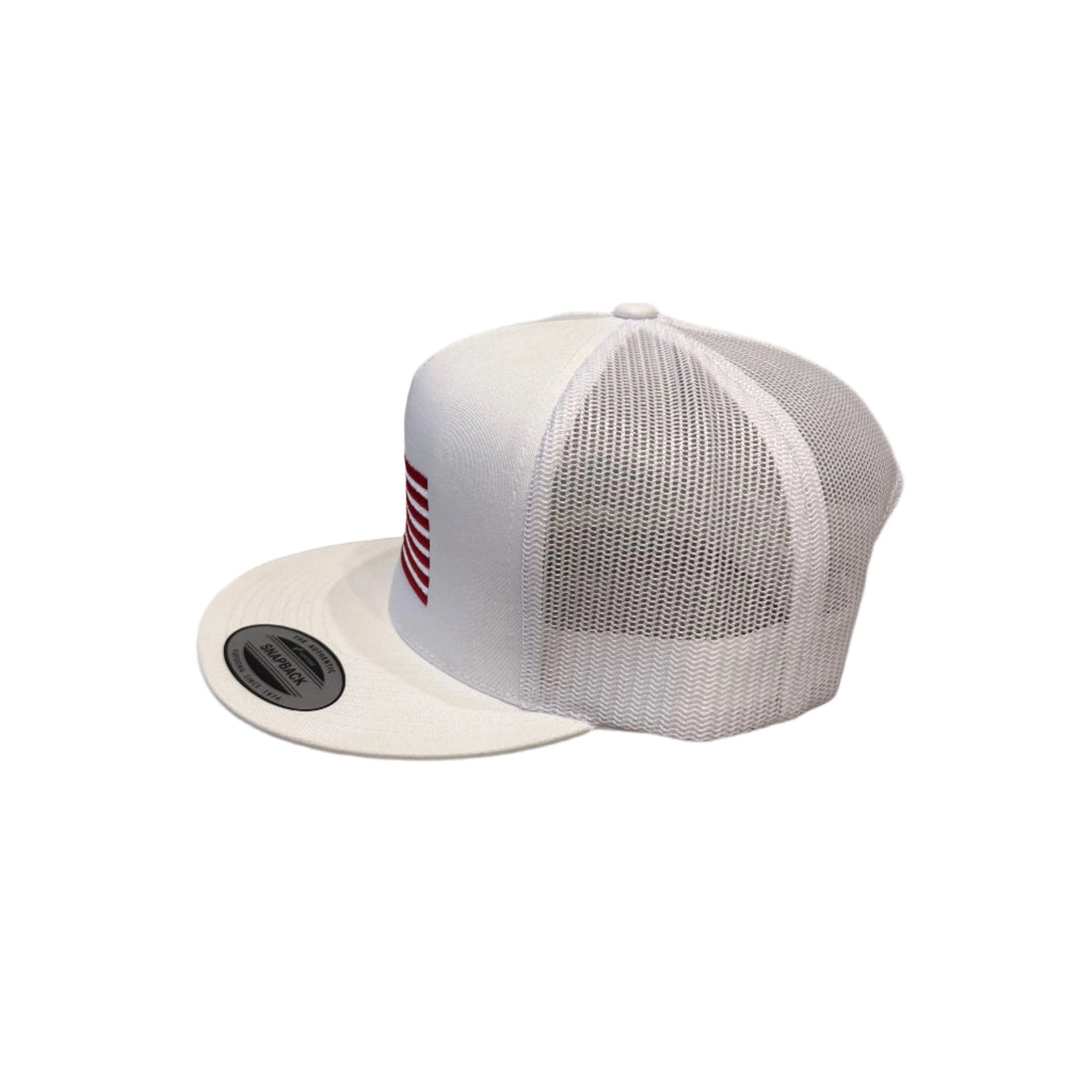 THIGHBRUSH® Patriotic Flat Bill Trucker Snapback Hat - White