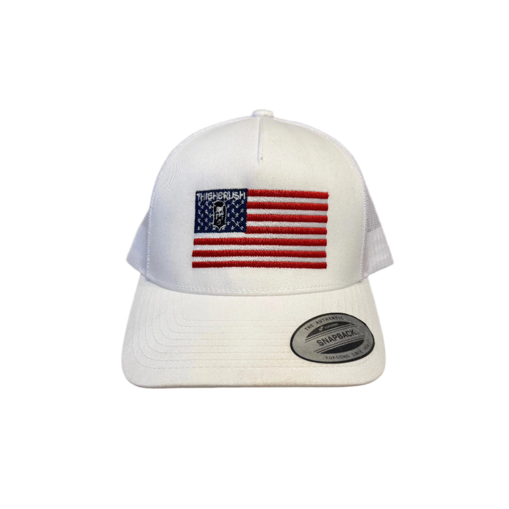 THIGHBRUSH® Patriotic Trucker Snapback Hat - White