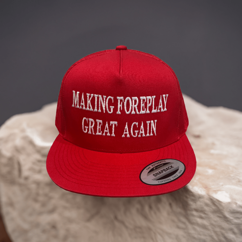 THIGHBRUSH® - MAKING FOREPLAY GREAT AGAIN - Flat Bill Trucker Snapback Hat - Red 2.0