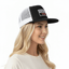THIGHBRUSH® - TICKLED PINK - Trucker Snapback Hat - Black and White - Flat Bill