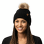 THIGHBRUSH® APPAREL COMPANY - Raccoon Fur Pom Cuffed Beanies - Black